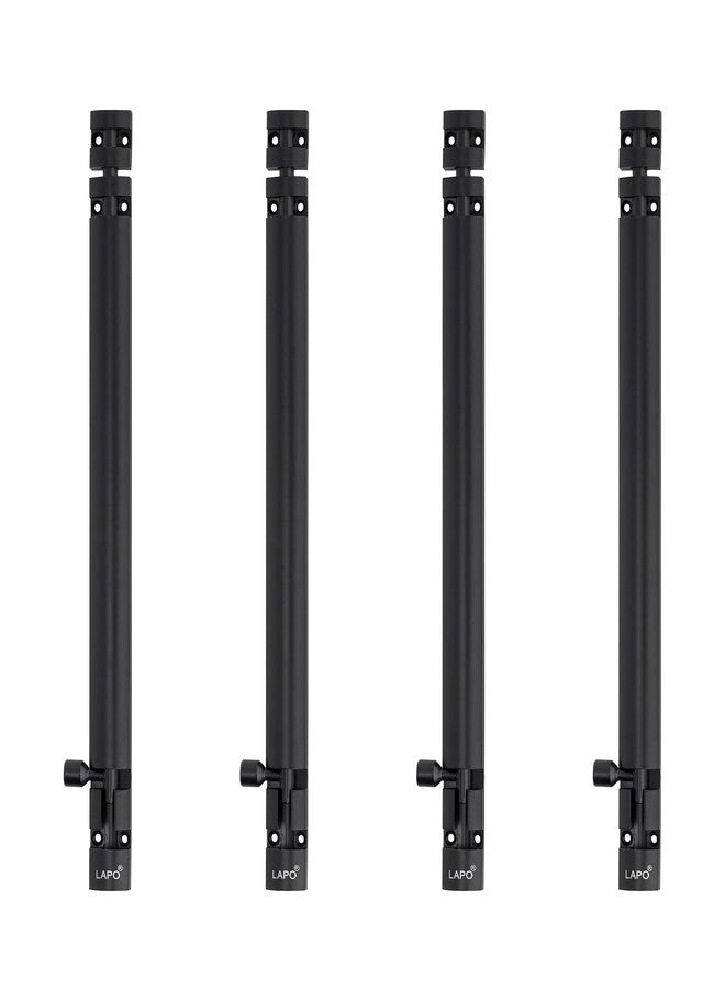 LAPO مجموعة لابو من 4 قطع من مزلاج الباب المصنوع من الألومنيوم شديد التحمل مقاس 12 بوصة للأبواب الخشبية والبلاستيكية / مزلاج الباب / قفل الباب / مزلاج الباب الرئيسي / مزلاج الباب / قفل الباب الرئيسي (لون أسود، عبوة من 4 قطع) - Image 1